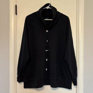 Nike CU5659 Womens Get Fit Funnel-Neck Pullover Sweatshirt XL Black Logo Pockets